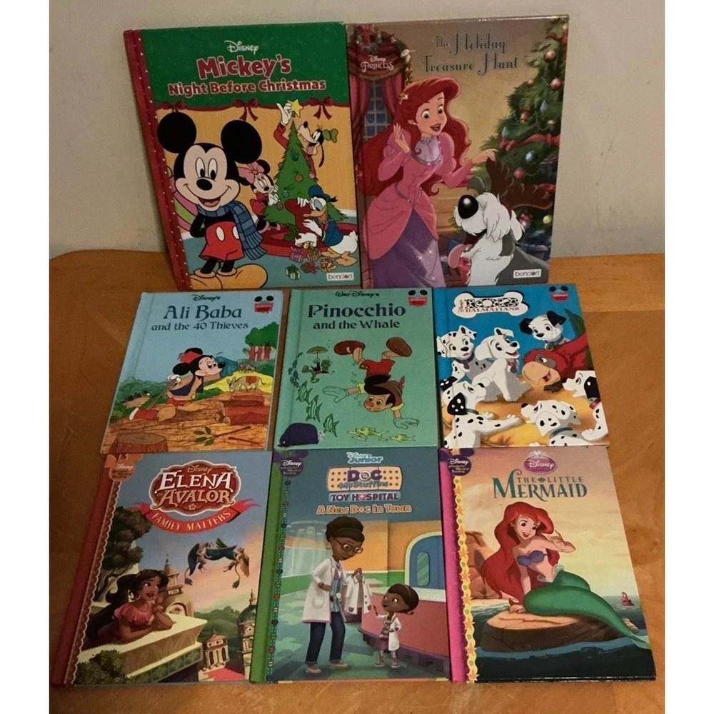 Lot Of 8 Disney Hard Cover Books, Pinocchio, 102 Dalmatians, And More